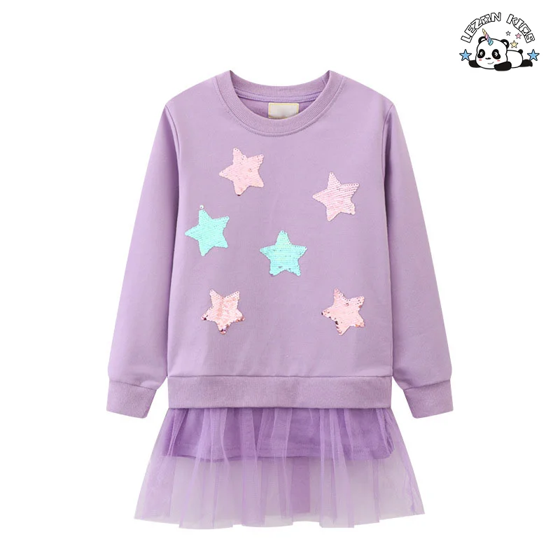 LEZONKIDS - Modern Customizable Color Children Dress Kids Summer Cotton Baby Girl Skirt Short Sleeve Fancy Printed Pattern for 2 to 14T